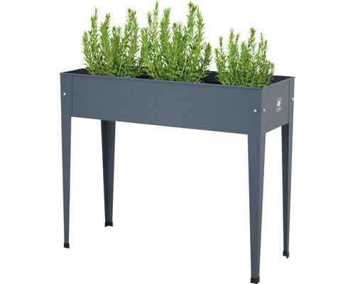 Hochbeet aus Metall mit Pflanzen