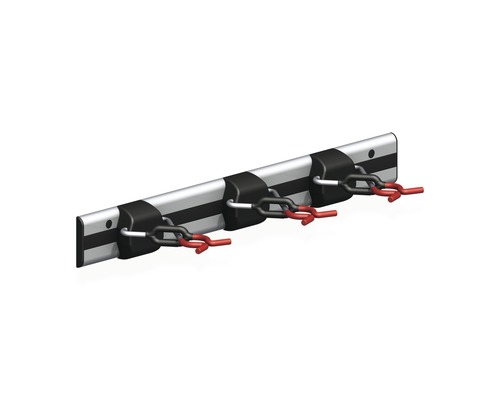 Alfer Gerätehalter-Schiene m. 3 Haltern, 500 mm, silber-schwarz-rot