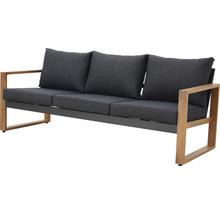 Gartensofa mit drei Sitzen und drei Kissen