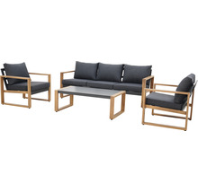Gartenmöbelset mit Sofa, zwei Sesseln und Tisch