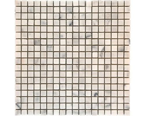 Natursteinmosaik White Wave 30,5x30,5 cm weiß grau matt Quadratisches Mosaik aus Marmor für Wand und Boden