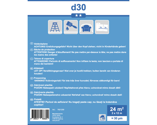 Abdeckplane Warnhinweise