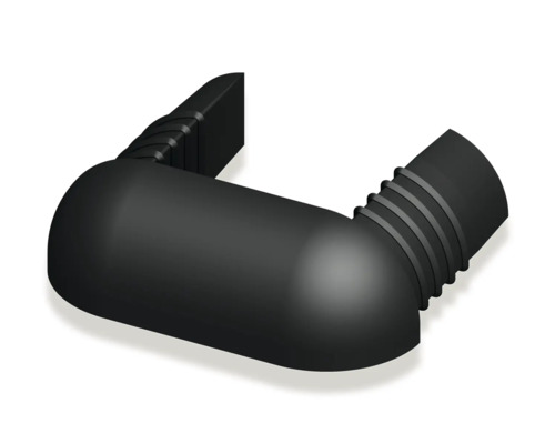 Alfer coaxis®-Abschlusskappe, B 3,55 x H 1,1 x T 0,95 cm, Kunststoff schwarz, 2 Stk. Schwarzer Kunststoff-Bogenverbinder für Rohre