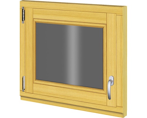 Holzfenster RORO Fichte 680x580 mm Links Holzfenster mit Drehkippbeschlag und Fenstergriff