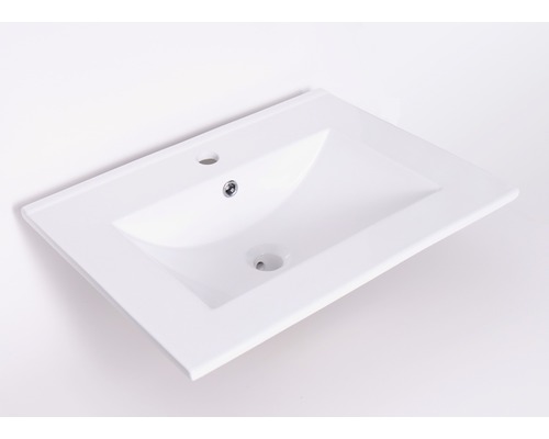 Waschtisch aus Keramik mit Hahnloch und Überlauf