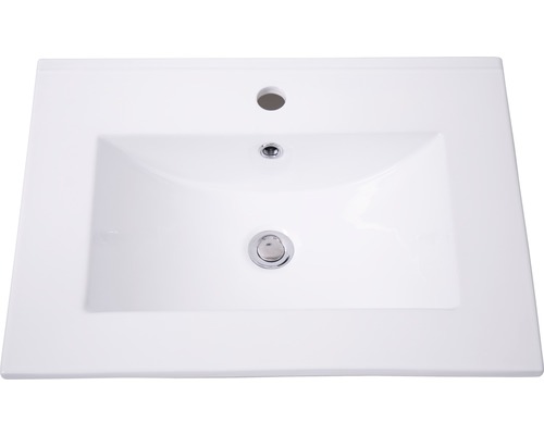 Weißes Keramik-Waschbecken mit Hahnloch und Überlauf