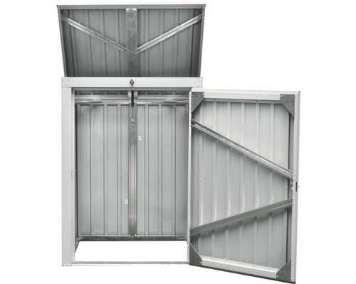Mülltonnenbox WESTMANN 1-fach inkl. Gasdruckfedern 104 x 101 x 134 cm anthrazit Geöffneter Metall Geräteschuppen zur Gartenaufbewahrung
