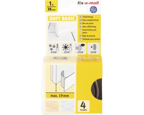 Türdichtung fix-o-moll SOFT BASIC selbstklebend braun 1 m x 38 mm Türdichtung, ein Meter lang und 38 Millimeter breit