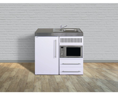 Miniküche Stengel Premiumline MPM100 100x60 cm Becken rechts weiß glänzend
