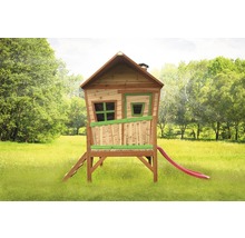 Holz-Spielhaus mit Rutsche für den Garten