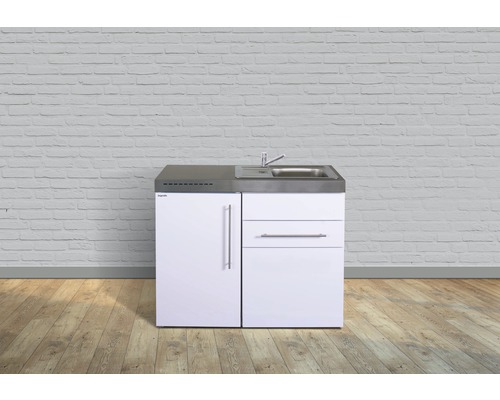 Miniküche Stengel Premiumline MP110 110x60 cm Becken rechts weiß glänzend