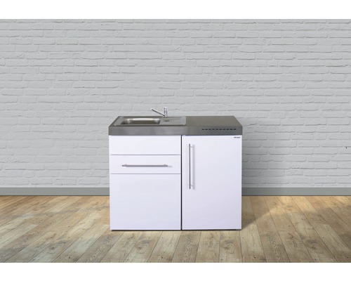 Miniküche Stengel Premiumline MP110 110x60 cm Becken links mit Abtropffläche weiß glänzend Miniküche Stengel Premiumline MP110 110x60 cm Becken links mit Abtropffläche weiß glänzend