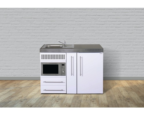Miniküche Stengel Premiumline MPM120A 120x60 cm Becken rechts weiß glänzend