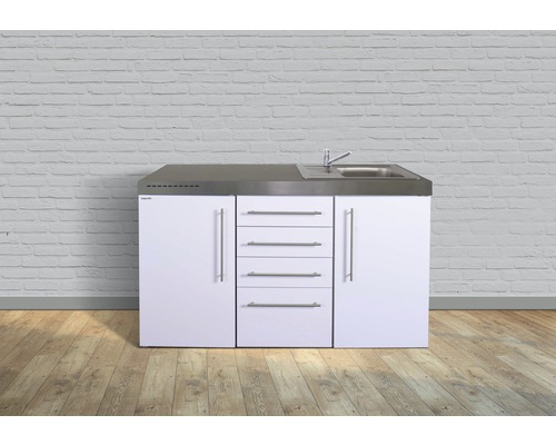Miniküche Stengel Premiumline MPS4 150 150x60 cm Becken rechts weiß glänzend