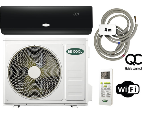 Split Klimaanlage Be Cool BCB18SK2101QW 18.000 BTU 2540 W bis 160 m³ Raumgröße mit WIFI und Quick Connect schwarz - Beachten Sie: Gesetzeslage zum Einbau für Endverbraucher!