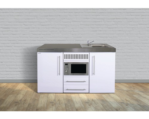 Miniküche Stengel Premiumline MPM150 150x60 cm Becken rechts weiß glänzend