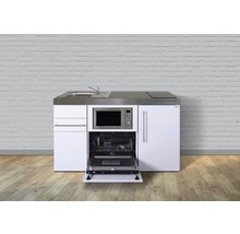 Miniküche Stengel Premiumline MPGSM150 150x60 cm Becken links weiß glänzend mit Induktionskochfeld