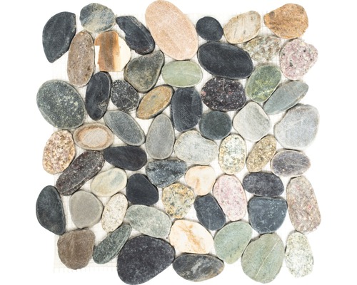 Natursteinmosaik XKS 403 30,5x32,5 cm braun grau grün Mosaikfliese mit Naturkieselsteinen für den Innen- und Außenbereich