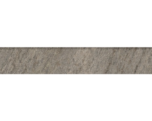 Feinsteinzeug Sockelfliese Quarzite Gris 8x45 cm graubraun Steinoptik Fliese