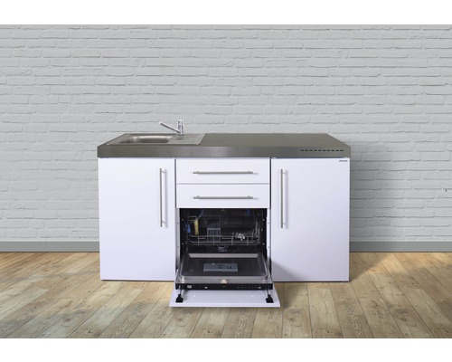Miniküche Stengel Premiumline MPGS160 160x60 cm Becken links weiß glänzend
