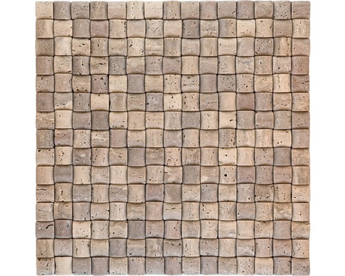 Natursteinmosaik Marmor Travertin 30,0x30,0 cm beige Mosaikfliese aus Naturstein mit quadratischen Elementen