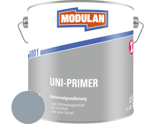 MODULAN 6001 Uni-Primer Grundierung RAL 7001 silbergrau 2,5 L Modulan Uni Primer Universalgrundierung im Farbeimer