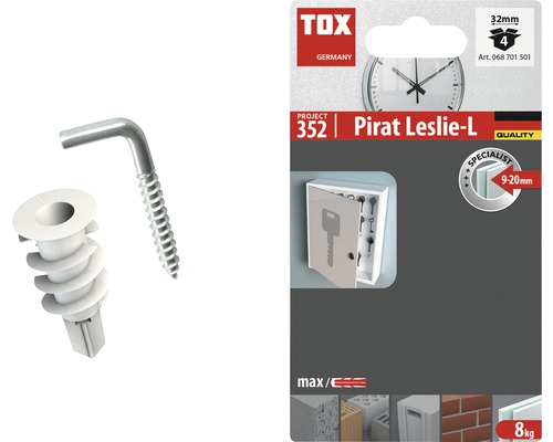 TOX Project 352 Pirat Leslie-L Dübel mit Schraubhaken und Verpackung