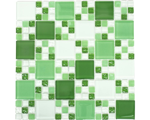 Glasmosaik XCM 8570 30,5x32,5 cm grün weiß