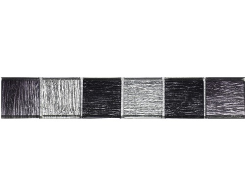Glas Fliesenbordüre 4,8x29,8 cm anthrazit grau schwarz