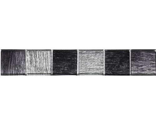 Glas Fliesenbordüre 4,8x29,8 cm anthrazit grau schwarz Muster von Mosaikfliesen
