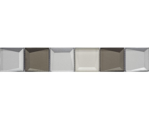 Glas Fliesenbordüre Reflex 4,8x29,8 cm beige gold silber Mosaikfliese aus Glas