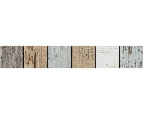 Keramik Fliesenbordüre Woodstock Antik 2 4,8x29,8 cm blau beige grau Holzbodenbelag Muster mit verschiedenen Designs