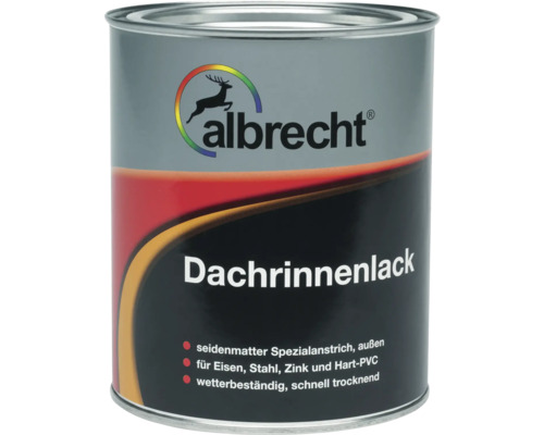 Albrecht Dachrinnenlack Dose für Dachrinnen aus Eisen, Stahl, Zink und Hart PVC