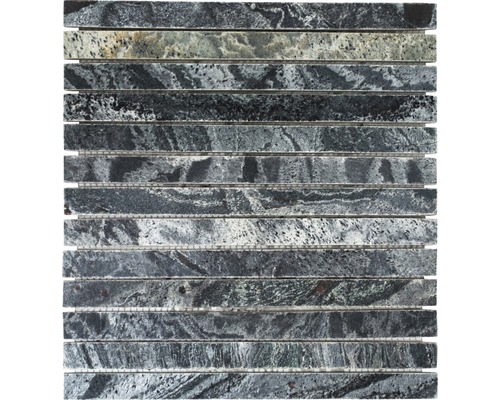 Natursteinmosaik XMI 116 30,5x32,5 cm silber schwarz