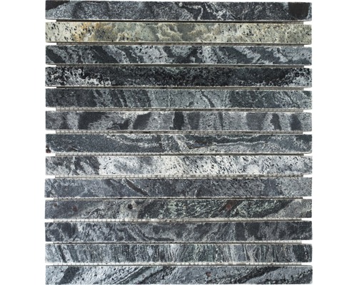 Natursteinmosaik XMI 116 30,5x32,5 cm silber schwarz Mosaikfliese aus Naturstein