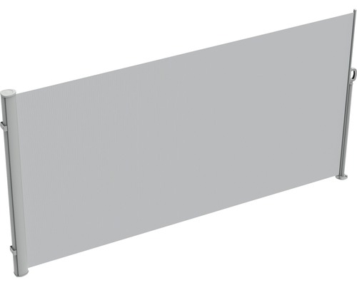 Seitenmarkise 1,6x3 Stoff Uni hellgrau Gestell RAL 9006 weißaluminium mit abnehmbarem Pfosten