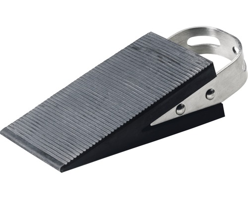 Türkeil mit Griff, Gummi schwarz 125x50 mm, 5 Stück Keilförmiger Türstopper aus Gummi mit Metallbügel