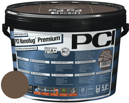 PCI Nanofug® Premium Variabler Flexfugenmörtel für alle Fliesen und Natursteine mahagoni 5 kg PCI Nanofug Premium flexibler Fugenmörtel für Fliesen und Natursteine im Eimer
