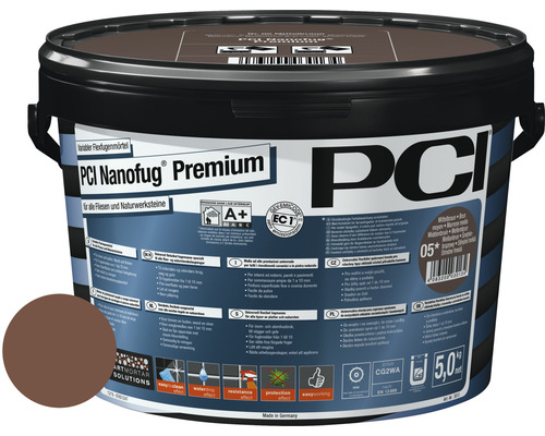 PCI Nanofug® Premium Variabler Flexfugenmörtel für alle Fliesen und Natursteine rehbraun 5 kg PCI Nanofug Premium flexibler Fugenmörtel für Fliesen und Naturwerksteine im Eimer