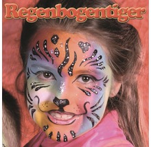 Kind mit Regenbogen Tiger Gesichtsbemalung