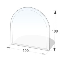 Technische Zeichnung eines Viertelkreis-Duschkabinen-Elements mit den Maßen 100 x 100 cm.