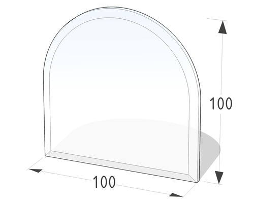 Funkenschutzplatte Lienbacher Glas halbrund 100x100 cm mit Fase