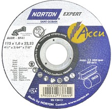 Norton Expert Trennscheibe, 115 x 1,0 x 22,23 Millimeter, geeignet für Akku-Maschinen