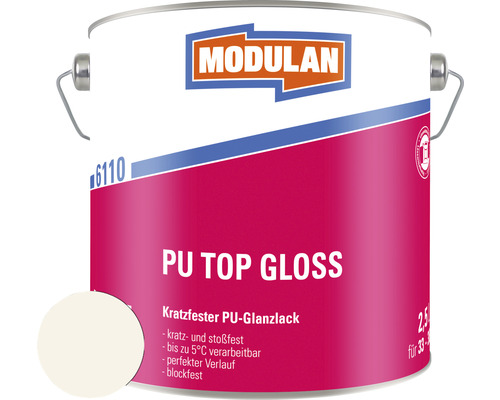MODULAN 6110 PU Lack Top Gloss RAL 9010 reinweiß 2,5 L Modulan PU Top Gloss Lackdose mit 2,5 Litern Inhalt