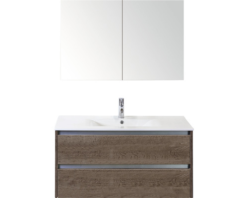 Badmöbel-Set Sanox Dante Keramik 170x101x46 cm Keramikwaschbecken Tabacco mit Spiegelschrank Badmöbel-Set Sanox Dante Keramik 170x101x46 cm Keramikwaschbecken Tabacco mit Spiegelschrank