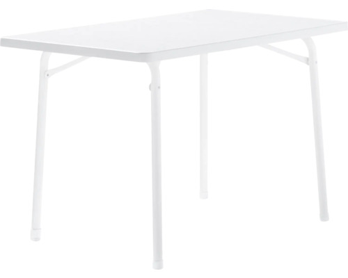 Gartentisch Sieger 120/W 115 x 70 cm weiß Gestell aus Stahl in weiß, Gartentischplatte aus Mecalit®-Pro in weiß Gartentisch Sieger 120/W 115 x 70 cm weiß Gestell aus Stahl in weiß, Gartentischplatte aus Mecalit®-Pro in weiß