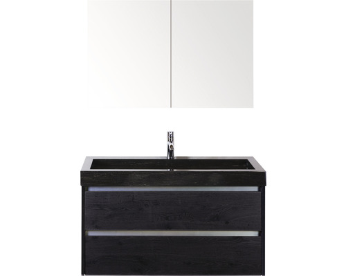 Badmöbel-Set Sanox Dante Naturstein 170x101x45,5 cm Natursteinwaschbecken black oak mit Spiegelschrank Badmöbel-Set Sanox Dante Naturstein 170x101x45,5 cm Natursteinwaschbecken black oak mit Spiegelschrank