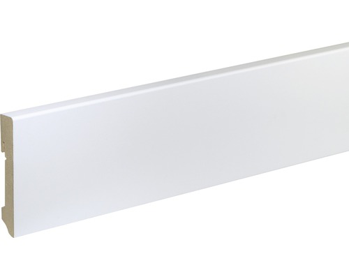 SKANDOR Sockelleiste FU96L MDF weiß lackiert 16x90x2400 mm Weiße Sockelleiste aus Holz
