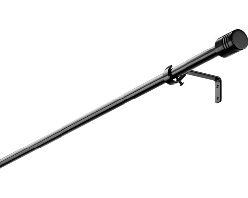 Vorhangstangen Set schwarz 100-200 cm Ø 13/16 mm Gardinenstange mit Halterung