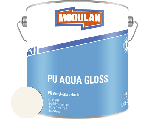 MODULAN 6200 PU Lack Aqua Gloss RAL 9010 reinweiß 2,5 L Dose PU Aqua Glanzlack
